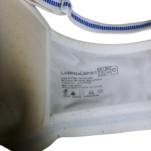 La Senza Spirit Wireless Padded Sports Bra  White Blue 38C - Picture 6 of 6